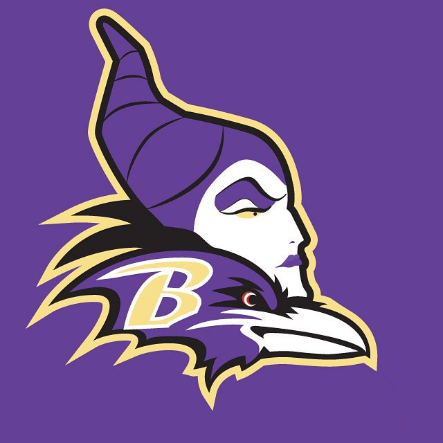 Maleficent Baltimore Ravens logo fabric transfer